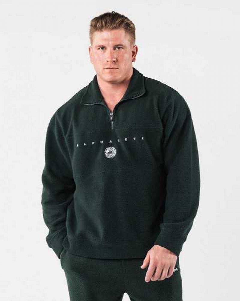 Green Unisex Alphalete King Quarter Zip Jackets | UAE-470158