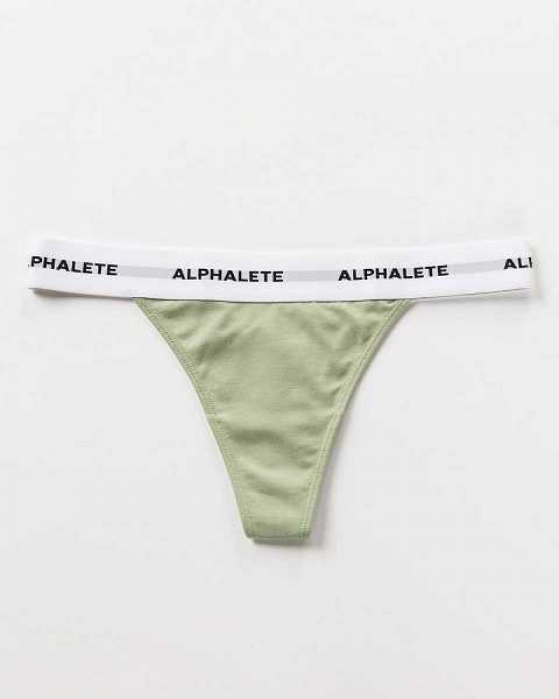 Green Women's Alphalete Acute Thong Underwear | UAE-916382