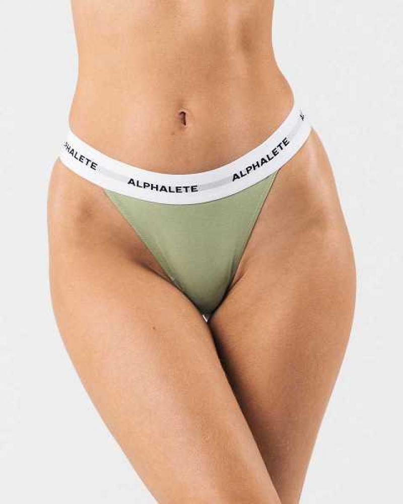 Green Women\'s Alphalete Acute Thong Underwear | UAE-916382