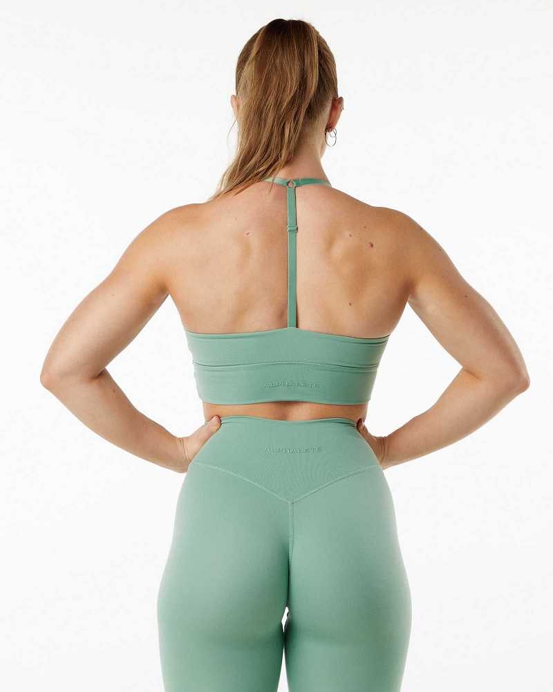 Green Women's Alphalete Alphalux Wonder Sports Bra | UAE-419372