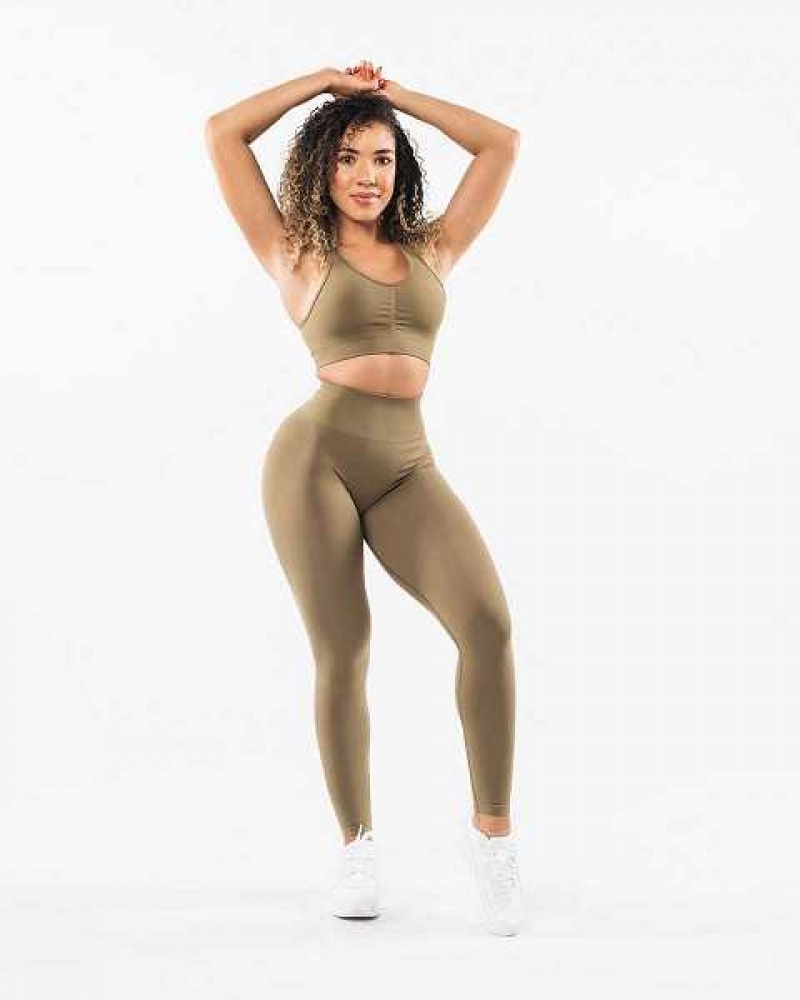 Green Women's Alphalete Amplify Leggings | UAE-380497