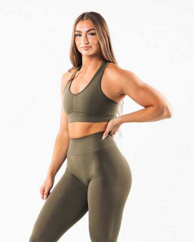 Green Women's Alphalete Amplify Sports Bra | UAE-850294