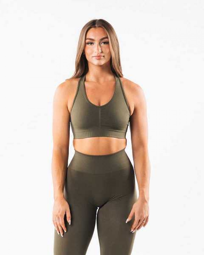 Green Women\'s Alphalete Amplify Sports Bra | UAE-850294