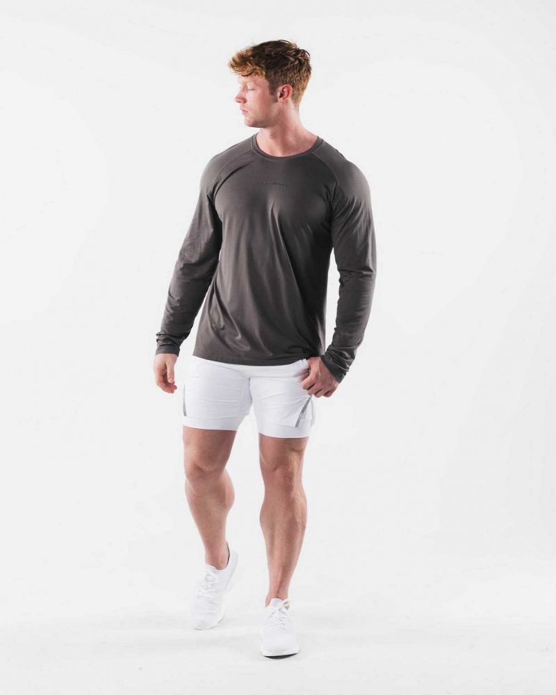 Grey Men's Alphalete AA Airtech LS Long Sleeve Shirts | UAE-073968