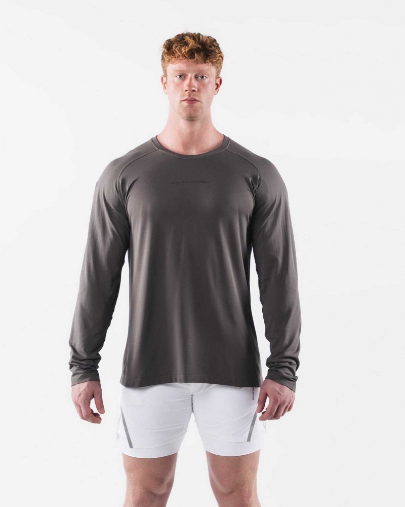 Grey Men\'s Alphalete AA Airtech LS Long Sleeve Shirts | UAE-073968