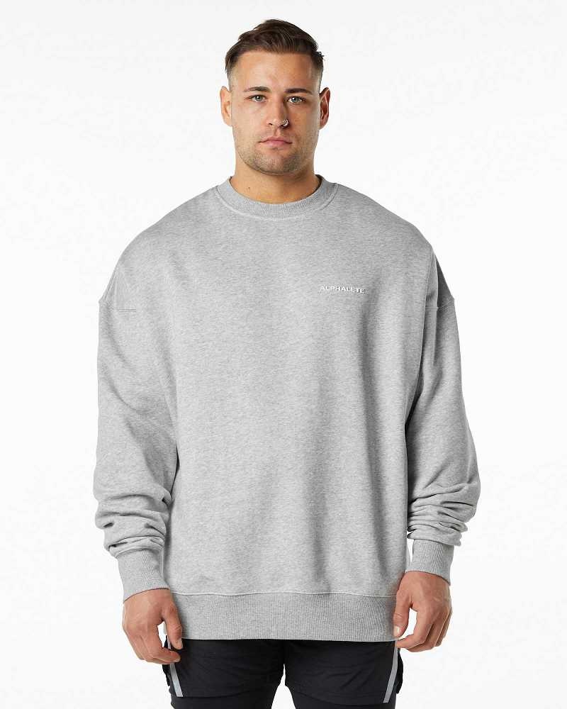 Grey Men's Alphalete Classic Crew Sweater | UAE-142560