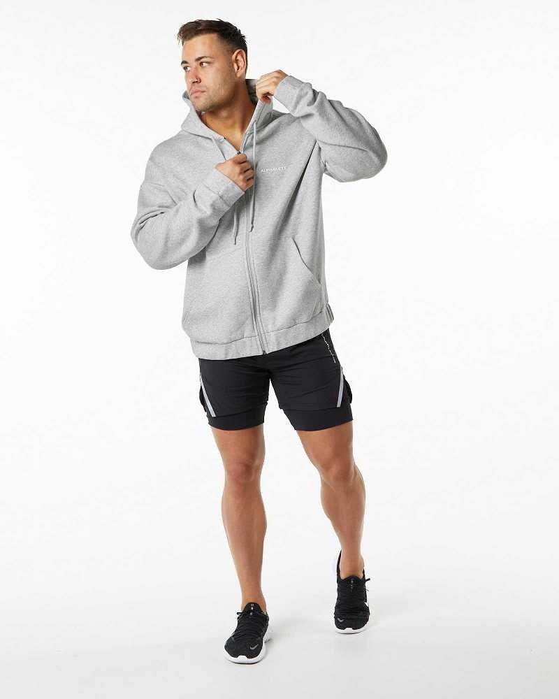 Grey Men's Alphalete Classic Full-Zip Jackets | UAE-351987