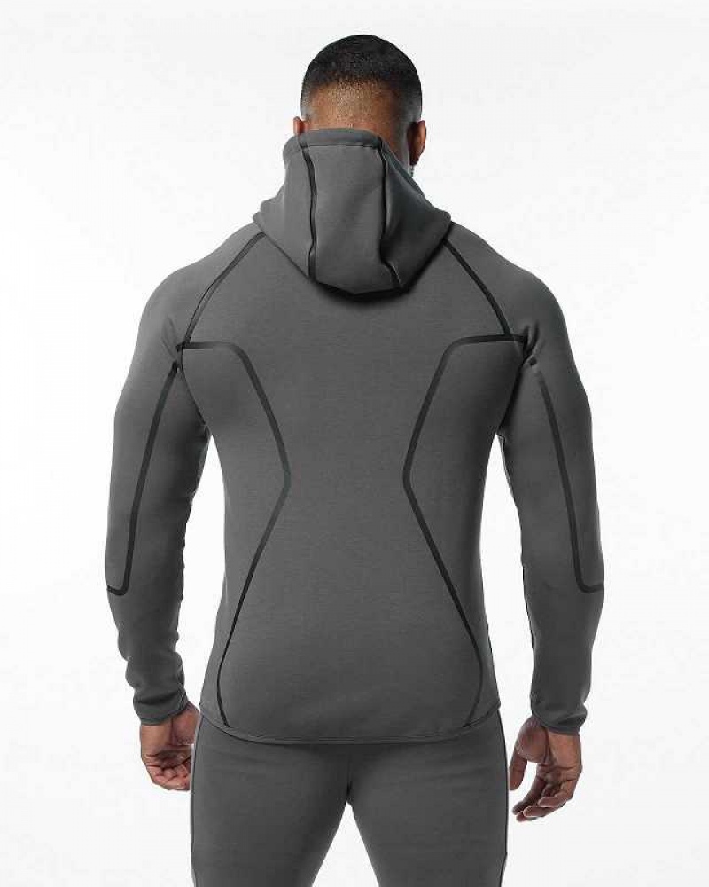 Grey Men's Alphalete ELMTS Athletic Jackets | UAE-549203