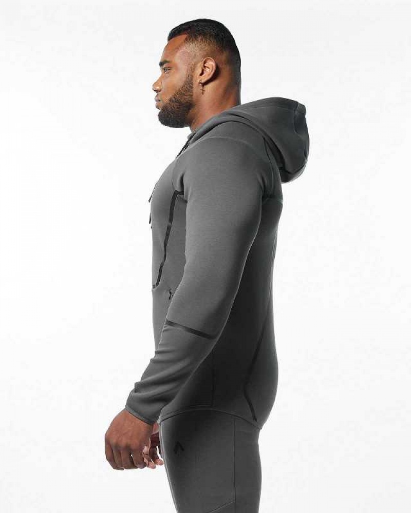 Grey Men's Alphalete ELMTS Athletic Jackets | UAE-549203