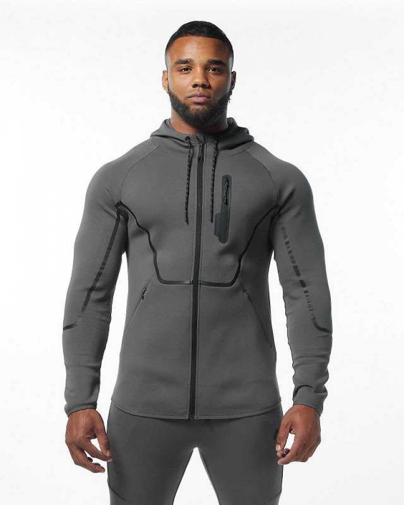 Grey Men\'s Alphalete ELMTS Athletic Jackets | UAE-549203