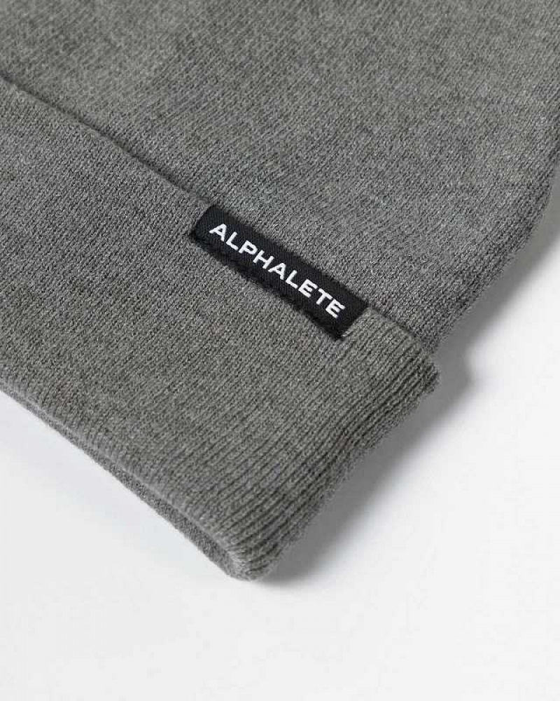 Grey Unisex Alphalete Essential Foldover Beanie | UAE-649802