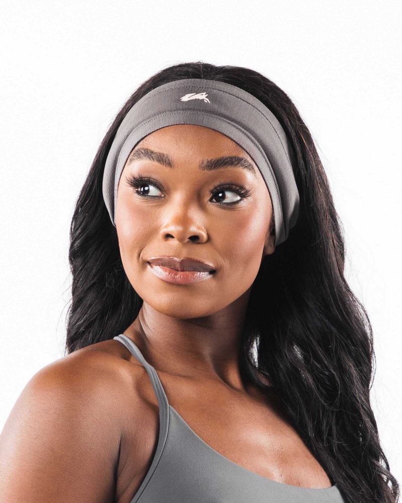 Grey Unisex Alphalete Wolf Head Airtech Headband | UAE-806473