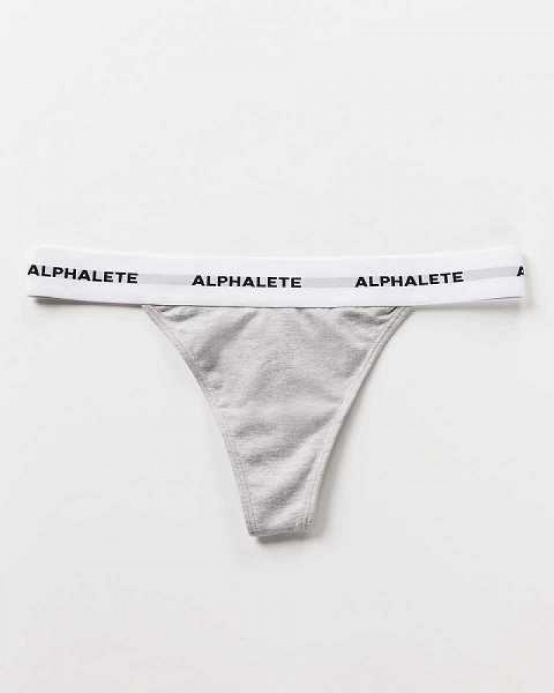 Grey Women's Alphalete Acute Thong Underwear | UAE-481653