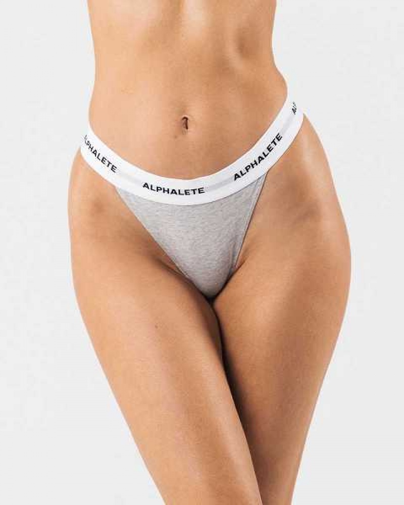 Grey Women\'s Alphalete Acute Thong Underwear | UAE-481653