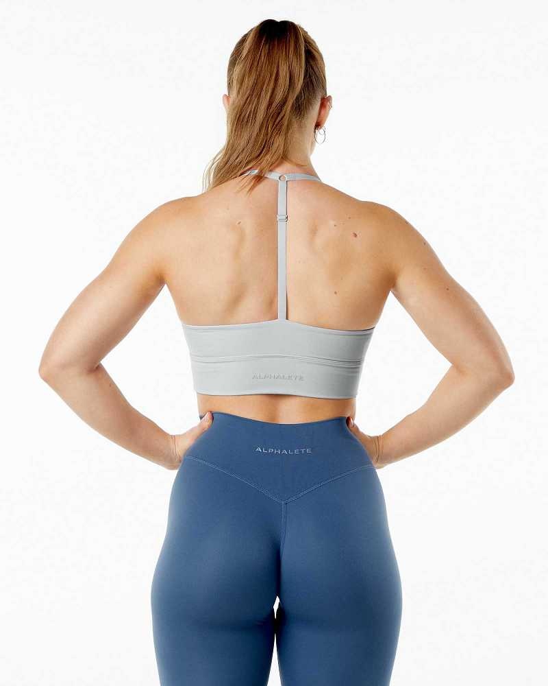 Grey Women's Alphalete Alphalux Wonder Sports Bra | UAE-137956