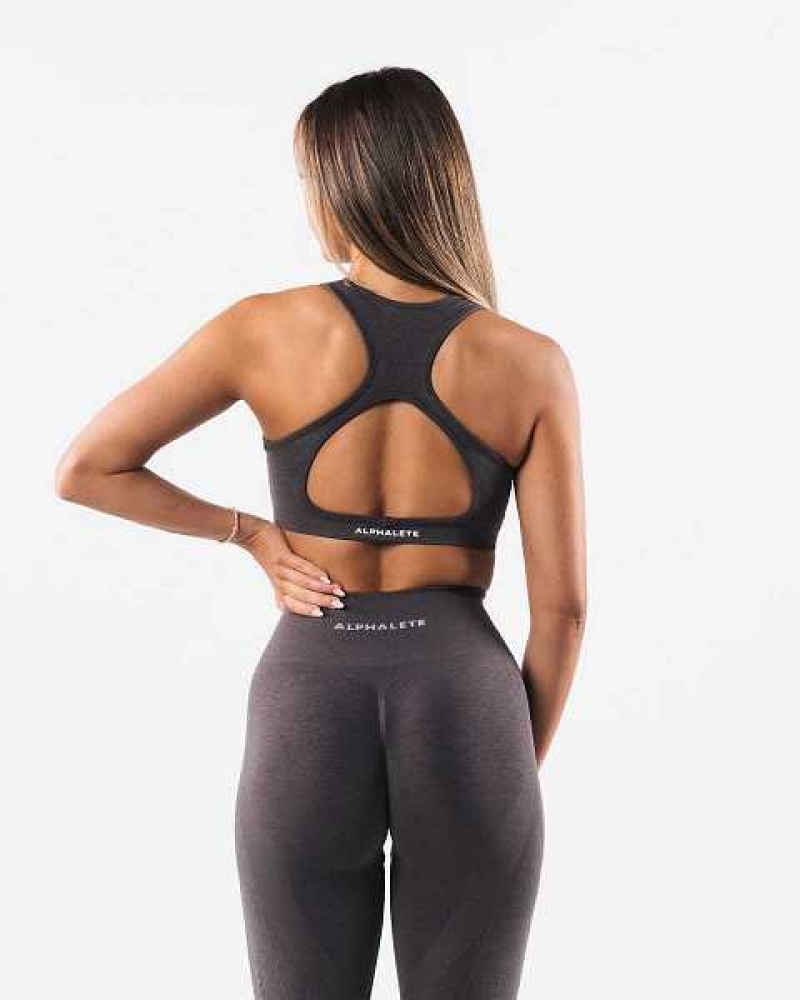 Grey Women's Alphalete Amplify Contour Sports Bra | UAE-563910