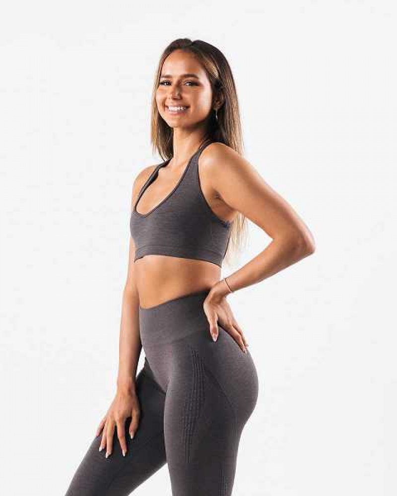 Grey Women's Alphalete Amplify Contour Sports Bra | UAE-563910