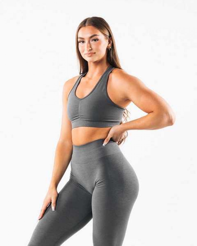 Grey Women's Alphalete Amplify Sports Bra | UAE-804936