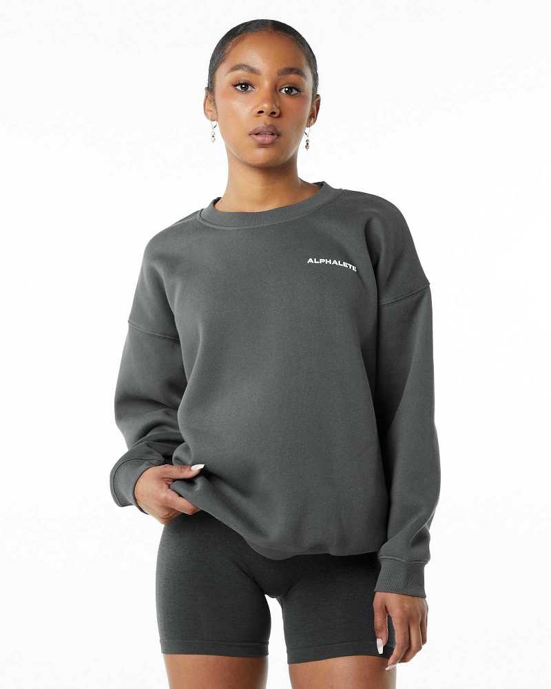 Grey Women\'s Alphalete Classic Crew Long Sleeve Shirts | UAE-723014