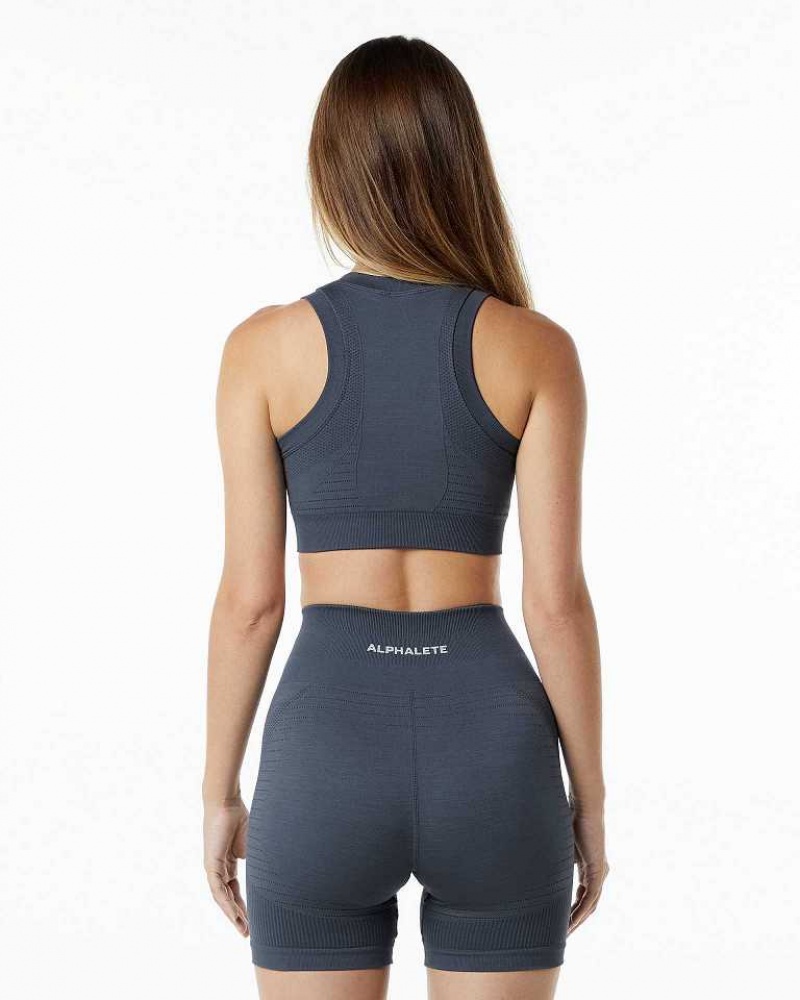 Grey Women's Alphalete Ozone Crop Sports Bra | UAE-125497