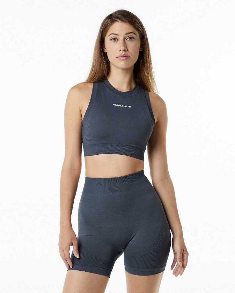 Grey Women\'s Alphalete Ozone Crop Sports Bra | UAE-125497