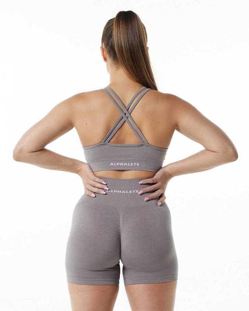 Grey Women's Alphalete Revival Sports Bra | UAE-605894