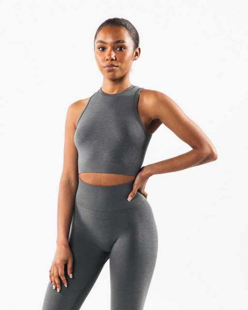 Grey Women's Alphalete Stratus Crop Tanks | UAE-706392