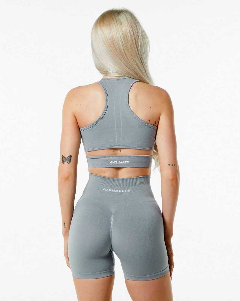 Grey Women's Alphalete Stratus Sports Bra | UAE-657291