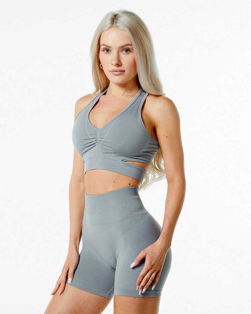 Grey Women's Alphalete Stratus Sports Bra | UAE-657291