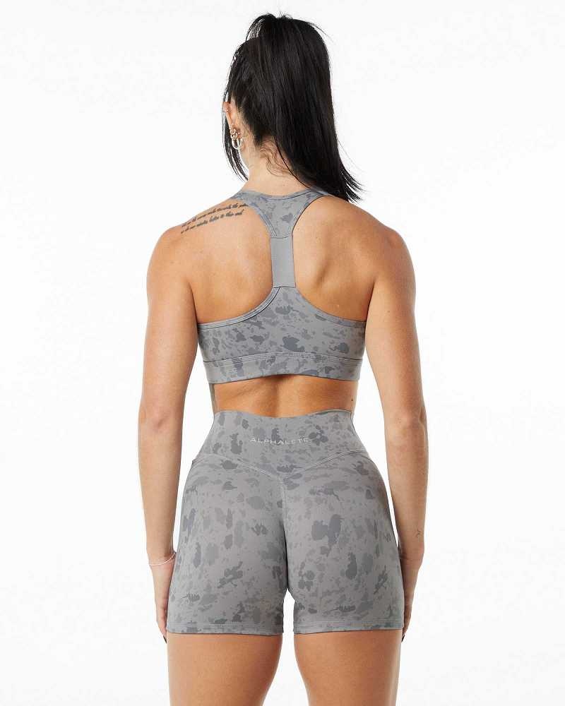 Grey Women's Alphalete Surface Wrap Sports Bra | UAE-604738