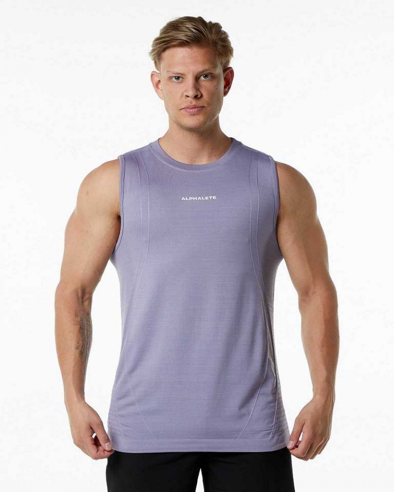 Lavender Men\'s Alphalete Ozone Tanks | UAE-768531