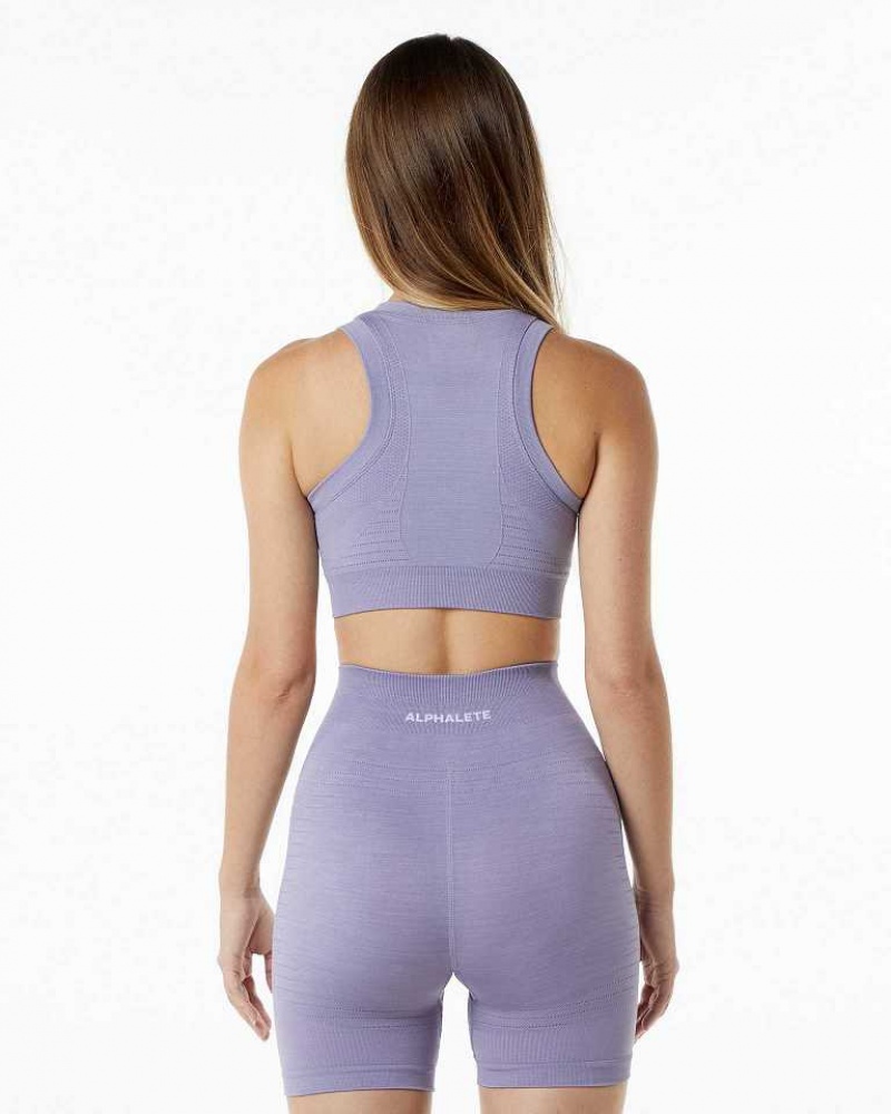 Lavender Women's Alphalete Ozone Crop Sports Bra | UAE-692107