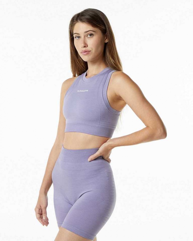 Lavender Women's Alphalete Ozone Crop Sports Bra | UAE-692107