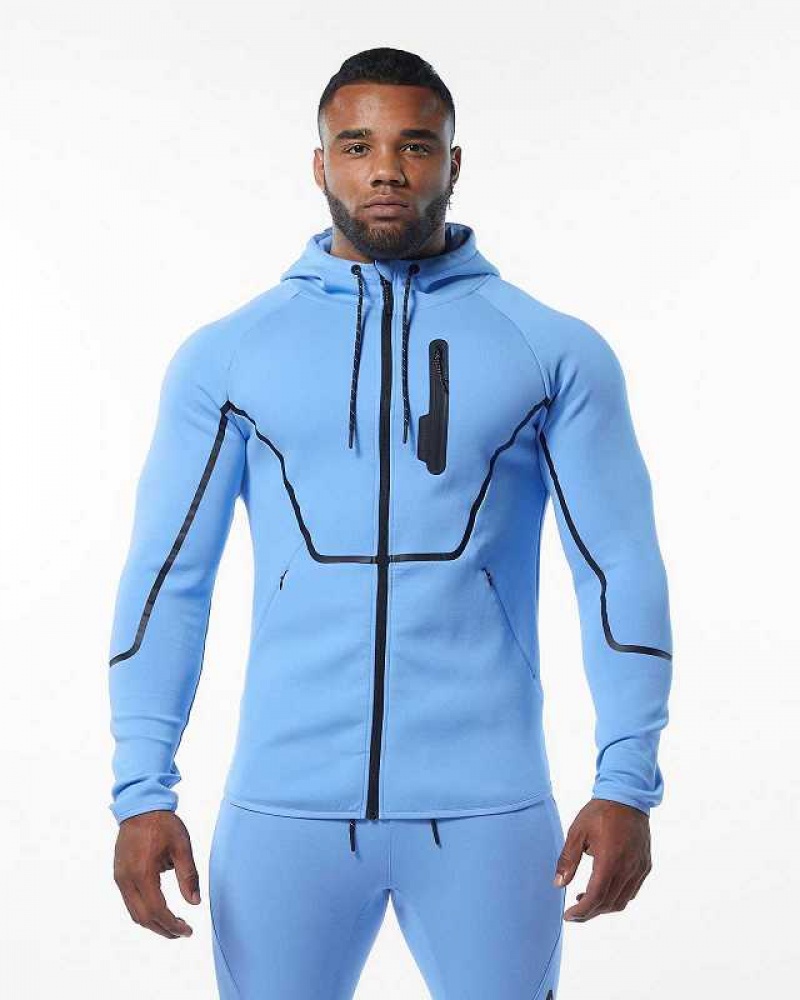 Light Blue Men\'s Alphalete ELMTS Athletic Jackets | UAE-761403