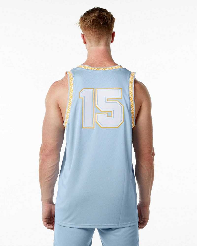 Light Blue Men's Alphalete Varsity Basketball Tanks | UAE-065132