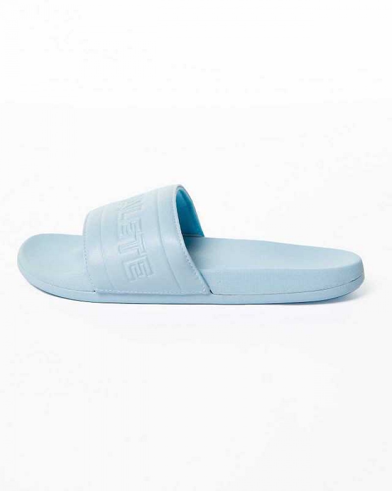 Light Blue Unisex Alphalete Essential Core Slides | UAE-635810