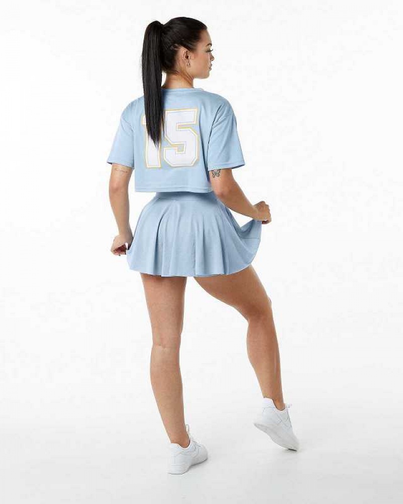 Light Blue Women's Alphalete Varsity Skirts | UAE-430917