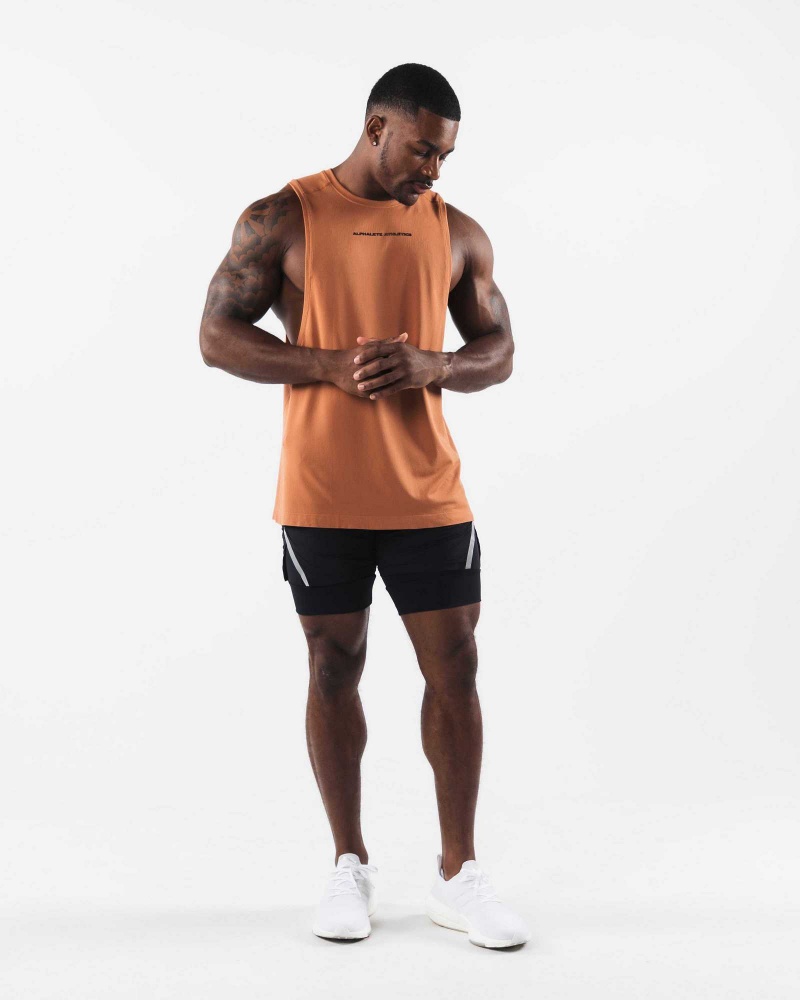 Orange Men's Alphalete AA Airtech Cutoff Tanks | UAE-193426