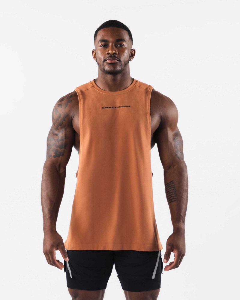 Orange Men\'s Alphalete AA Airtech Cutoff Tanks | UAE-193426