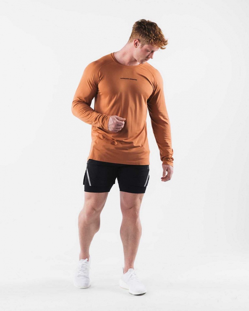 Orange Men's Alphalete AA Airtech LS Long Sleeve Shirts | UAE-823546