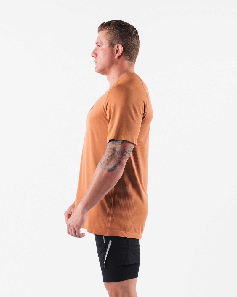 Orange Men's Alphalete AA Airtech Short Sleeve Shirts | UAE-957068