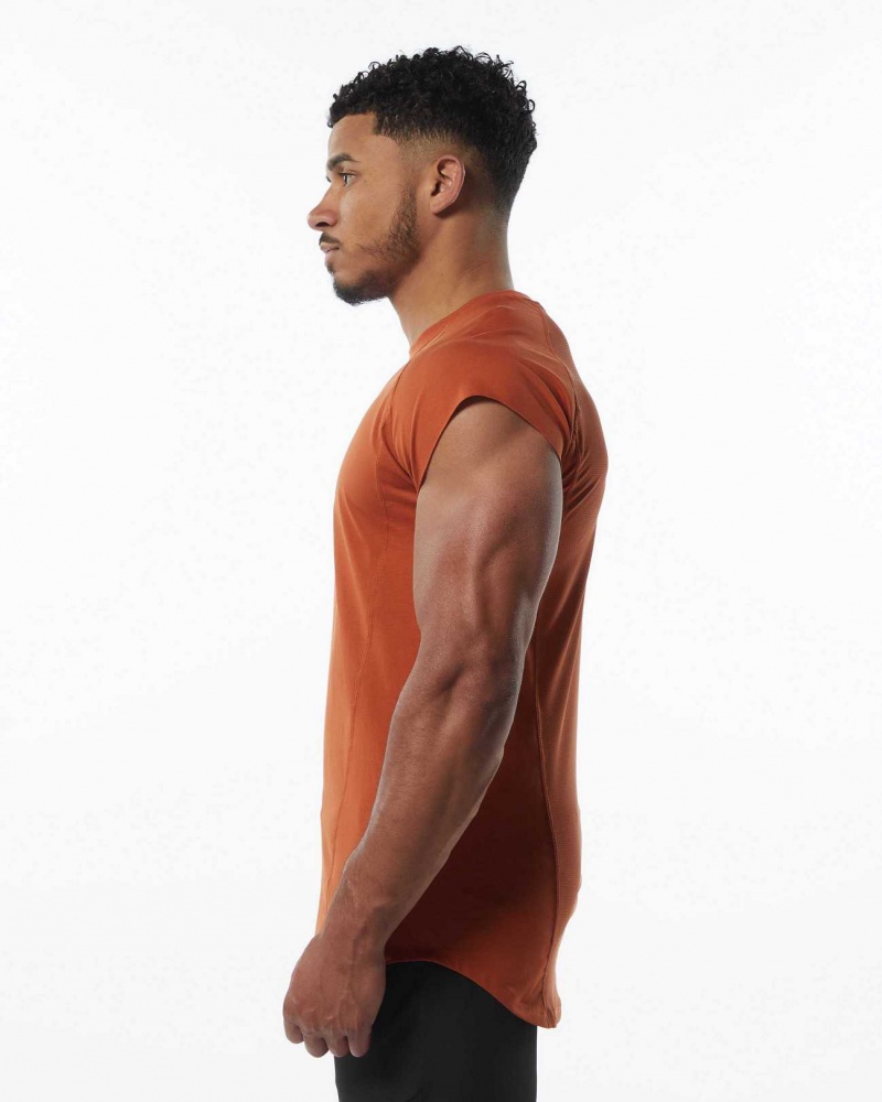 Orange Men's Alphalete Velocity Tanks | UAE-706349