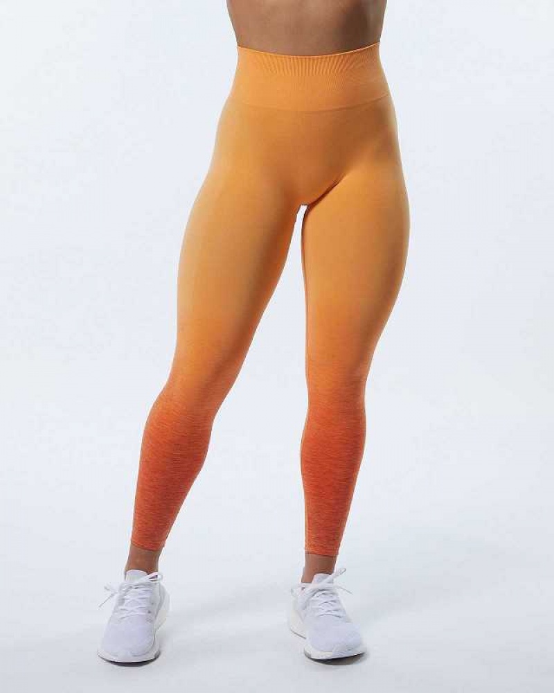 Orange Women's Alphalete Ombre Amplify Leggings | UAE-309527