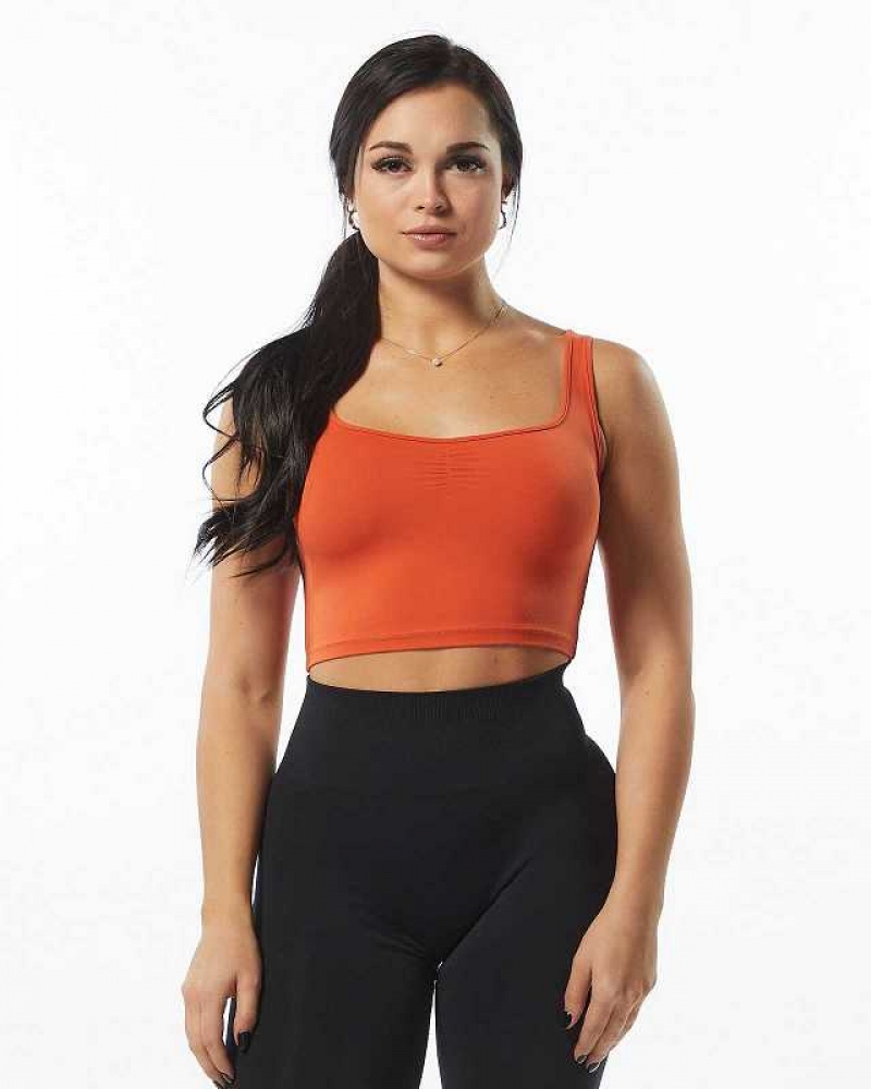 Orange Women\'s Alphalete Ultrasoft Square Neck Tanks | UAE-528043