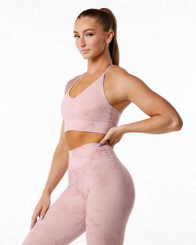 Pink Women's Alphalete Alphalux Wonder Sports Bra | UAE-386125