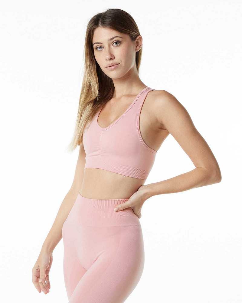 Pink Women's Alphalete Amplify Sports Bra | UAE-134609