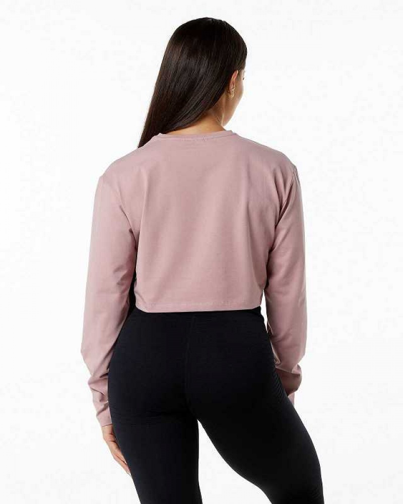 Pink Women's Alphalete Dynasty LS Crop Long Sleeve Shirts | UAE-954361