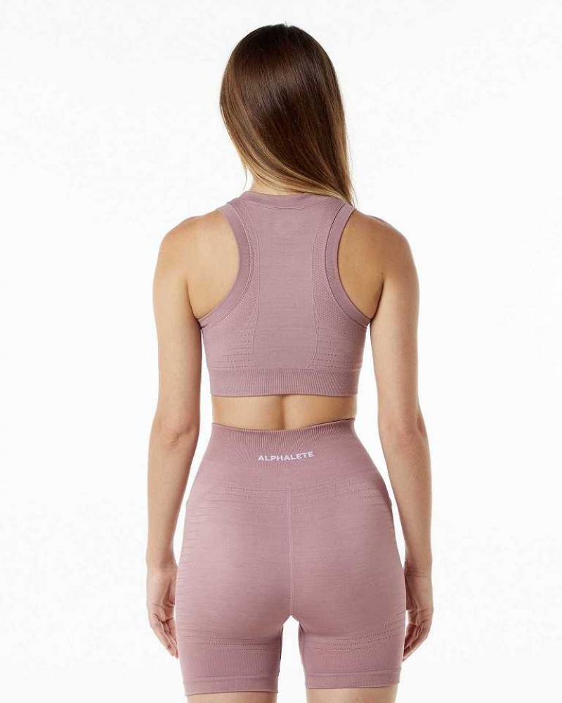 Pink Women's Alphalete Ozone Crop Sports Bra | UAE-340169