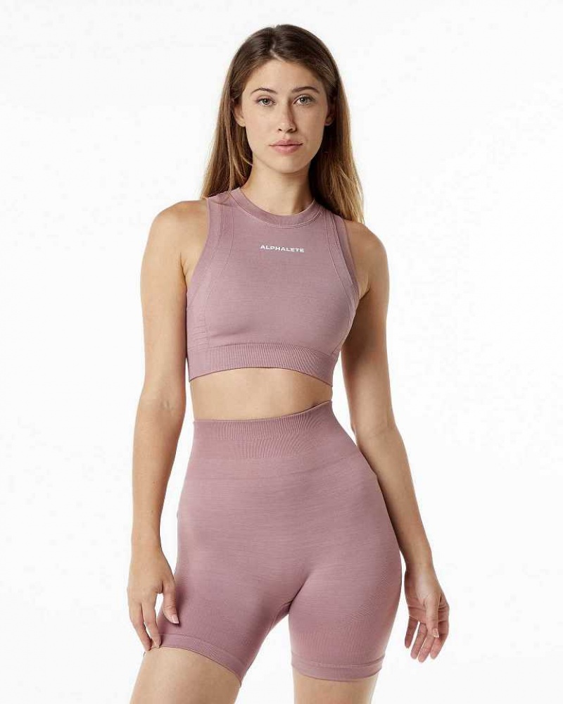 Pink Women\'s Alphalete Ozone Crop Sports Bra | UAE-340169