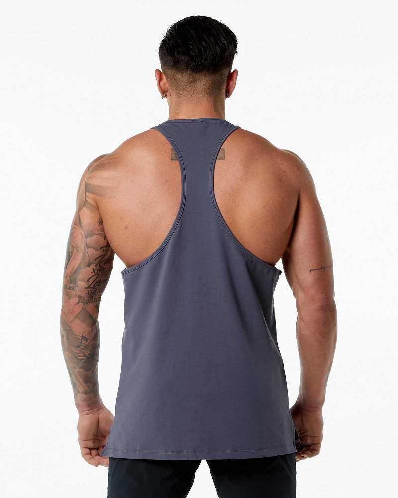 Purple Men's Alphalete Emblem Stringer Tanks | UAE-498273